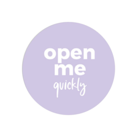 Sticker - open me quickly - Lila - Wit