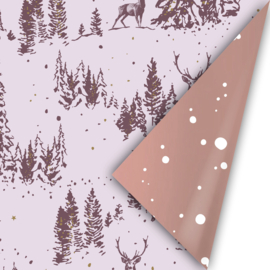 Rendier - Bossen - Lila - Bruin - Wit - Sneeuw - Kerst