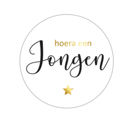 Sticker - hoera een jongen - Wit