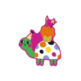 Sticker - Schildpad - Roze - Gekleurd