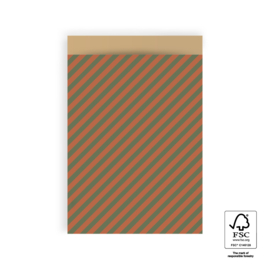 Cadeauzakjes L | STRIPES COGNAC- GREEN