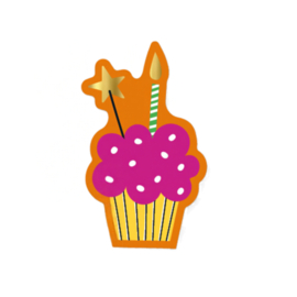Sticker - Cupcake - Oranje - Gekleurd