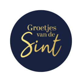 Sticker - Groetjes van de Sint - Goud - Zwart