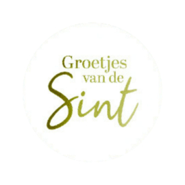 Sticker - Groetjes van de Sint - Goud - Wit