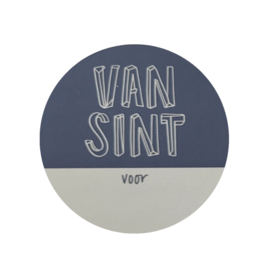 Sticker - Sinterklaas - Etiket - Blauw - Wit