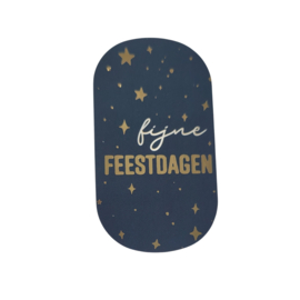 Sticker - Sterren - Fijne Feestdagen - Blauw - Wit - Goud - Kerst