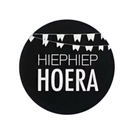 Sticker - HIEP HIEP HOERA - zwart