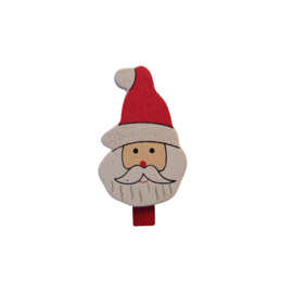 Houten knijpertje - Rood - Kerstman - Kerst