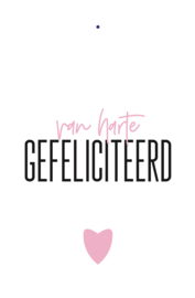 MINIKAART ROZE | VAN HARTE GEFELICITEERD