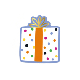 Sticker - Cadeautje - Blauw - Gekleurd