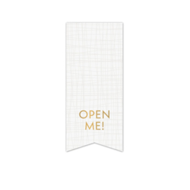 Sticker - Open me - Wit - Strepen