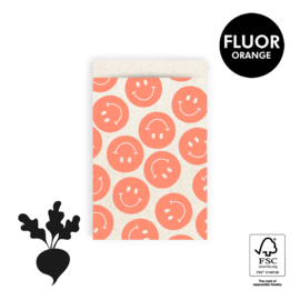 Cadeauzakje M | SMILEY FLUOR ORANJE