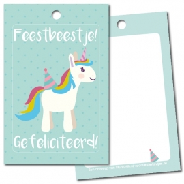 Cadeaulabel Feestbeestje Unicorn