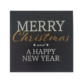 Sticker - Merry Christmas and a Happy New Year - Zwart - Kerst