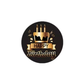 Sticker - Happy Birthday - Zwart - Goud