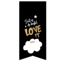 Sticker - Sint is de beste! Love it - Zwart - Goud - Wit - Sint