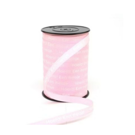 Cadeaulint - Lichtroze - Hoera een meisje - Roze - 5 meter