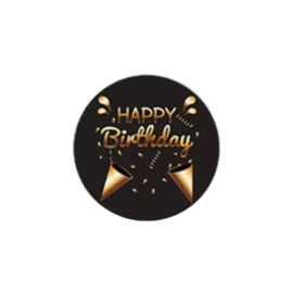 Sticker - Happy Birthday - Zwart - Goud