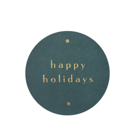 Sticker - happy holidays - Groen - Goud - Kerst
