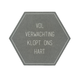 Sticker - Vol verwachting klopt ons hart - Grijs - Sinterklaas
