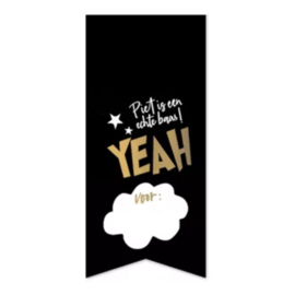 Sticker - Piet is een echte baas! Yeah - Zwart - Goud - Wit - Sint