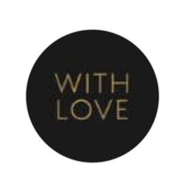 Sticker - With love! - Zwart - Gouden tekst