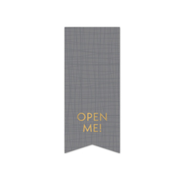 Sticker - Open me - Donkergrijs - Strepen