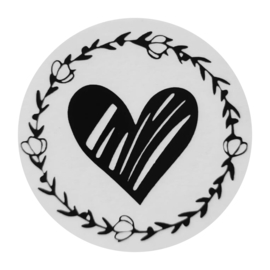 Sticker zwart hart transparant