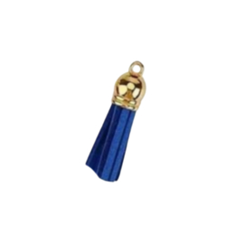 Kwastje - Leer - Donkerblauw - Goud