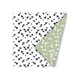 Groen - Wit - Zwart - Hartjes - 50 cm