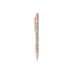 Pen - licht roze - luipaard print - zwart schrijvend