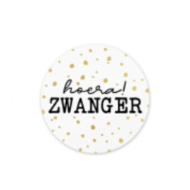 Baby - Hoera! Zwanger - Wit - Gouden confetti - Zwarte tekst