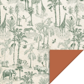 Cadeaupapier | VINTAGE JUNGLE GREEN | COGNAC