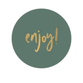 Sticker - enjoy! - Petrol - Goude tekst