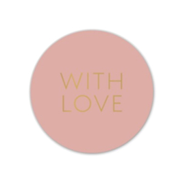 Sticker - With love! - Roze - Gouden tekst