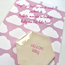 XL TEGELTJE KAART |  BABY ROZE