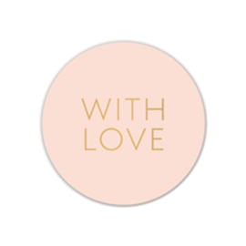 Sticker - With love! - Lichtroze - Gouden tekst
