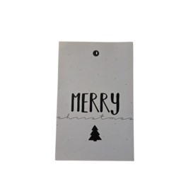 Minikaart - Merry Christmas - Zwart/Wit - Kerst