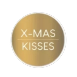 Sticker - X-mas kisses - Goud - Witte tekst - Kerst