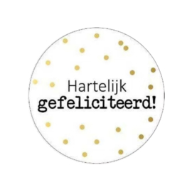 Sticker - Hartelijk gefeliciteerd! - Wit