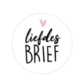 Sticker - liefdesbrief - Wit - Zwarte tekst - Roze hartje