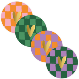 Sticker - Hart - Paars - Oranje - Goud