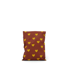 Verzendzak | HEARTS | OCHRE - CHOCO BROWN | SMALL