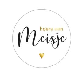 Sticker - hoera een meisje - Wit