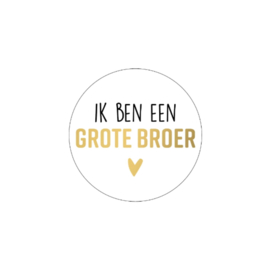 Sticker - Ik ben een grote broer - Wit - Zwart - Goud