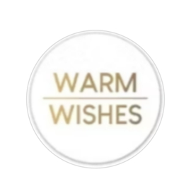 Sticker - Warm Wishes - Wit - Gouden tekst - Kerst