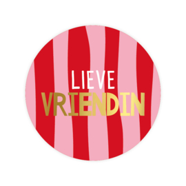 Sticker - 'Lieve Vriendin' - Rood - Roze - Wit - Goud