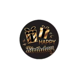 Sticker - Happy Birthday - Zwart - Goud