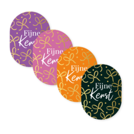 Sticker - Fijne Kerst - Roze - Wit - Goud - Strikjes