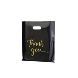 Tasje - Zwart - Goud - Thank You - Klein